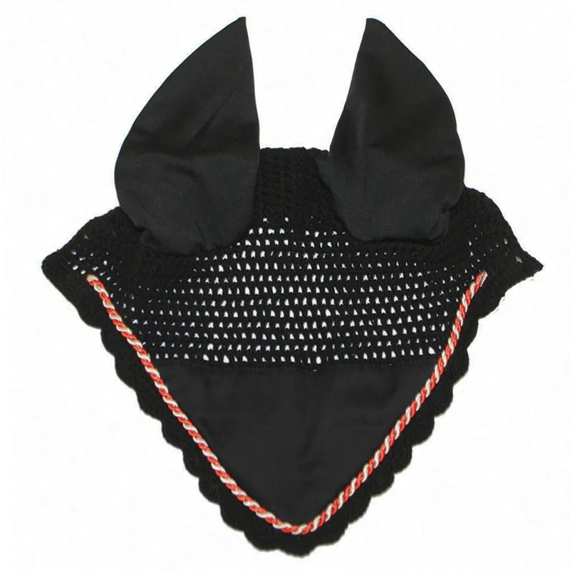 Horseware Rambo Grand Prix Ear Net - Black/Tan/Orange